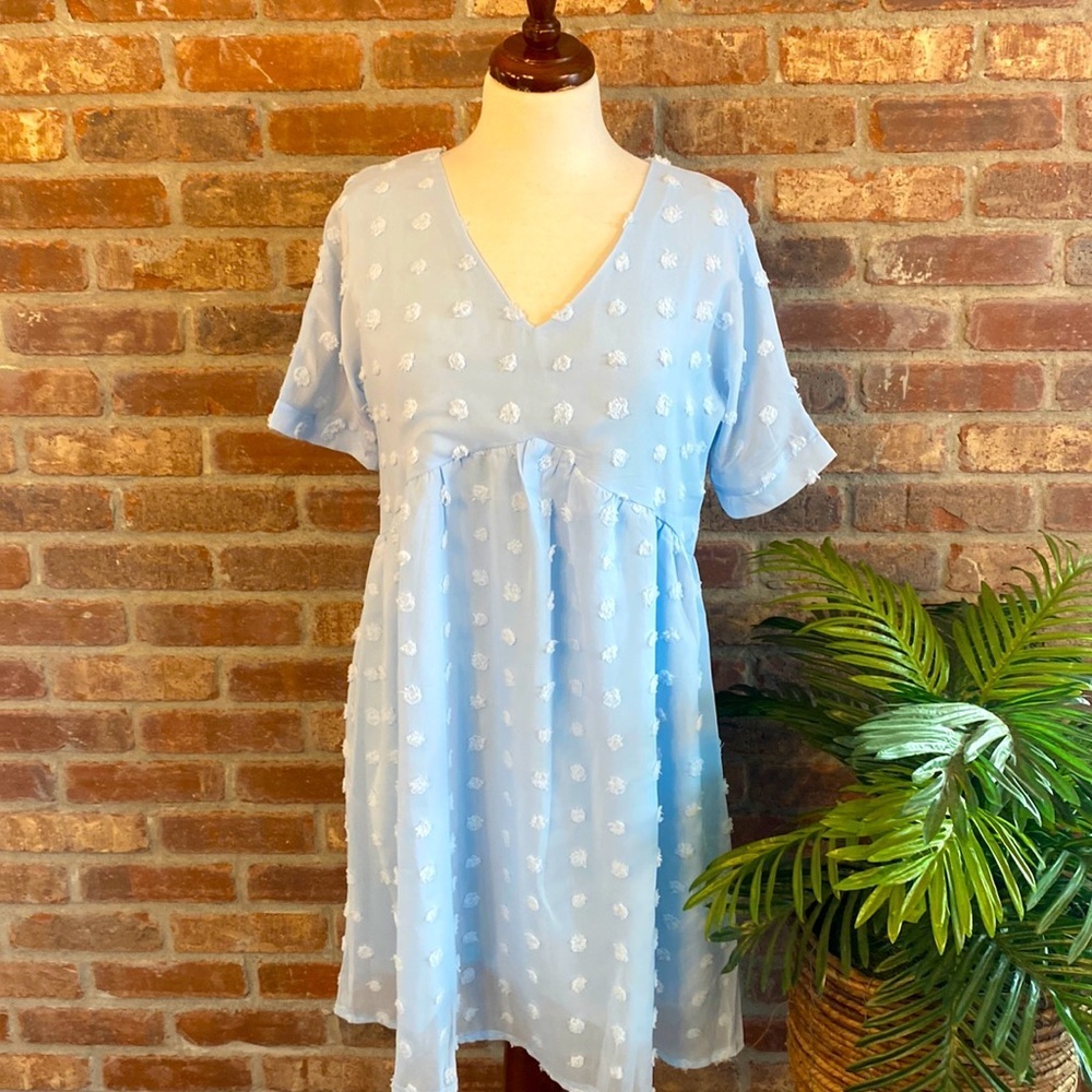 Light blue small sheer lined babydoll dress